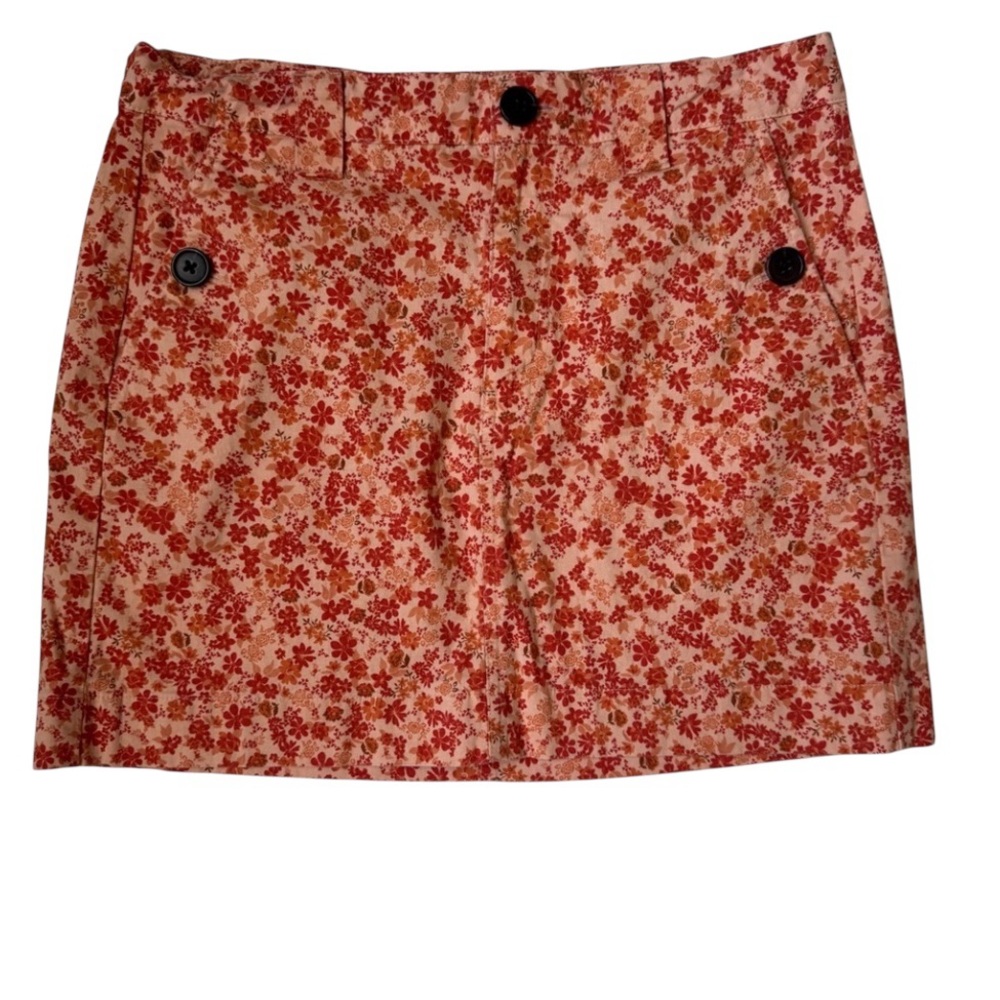 Wild Fable Orange Floral Mini Skirt with Pockets Size 4  98% Cotton 2% Spandex